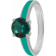 Bague en acier - émail vert foncé - quartz vert - facetté - T46 à 62