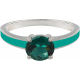 Bague en acier - émail vert foncé - quartz vert - facetté - T46 à 62