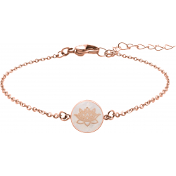 Bracelet acier rosé - fleur de lotus - nacre blanche - diamètre 18mm - 15+5cm