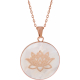 Collier acier rosé - fleur de lotus - nacre blanche - diamètre 25mm - 45+5cm