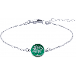 Bracelet acier - arbre de vie - malachite - diamètre 18mm - 15+5cm