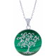 Collier acier - arbre de vie - malachite - diamètre 25mm - 45+5cm