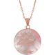 Collier acier rosé - arbre de vie - nacre rosé - diamètre 25mm - 45+5cm