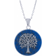 Collier acier - arbre de vie - lapis lazuli - diamètre 25mm - 45+5cm