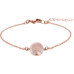 Bracelet acier rosé - arbre de vie - nacre rosé - diamètre 18mm - 15+5cm