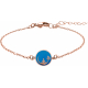 Bracelet acier rosé - bouddha - agate bleue - diamètre 18mm - 15+5cm