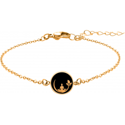 Bracelet acier doré - bouddha - onyx - diamètre 18mm - 15+5cm