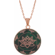 Collier acier rosé - fleur de lotus - malachite - diamètre 20mm - 40+10cm