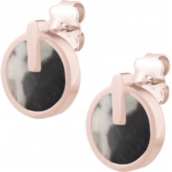 Boucles d'oreille acier rosé - jaspe zèbre - diamètre 10mm