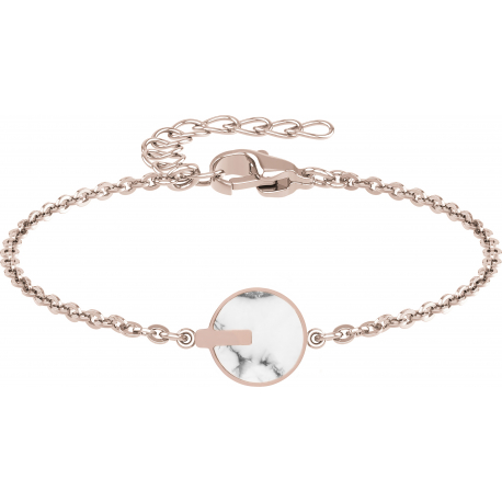 Bracelet acier rosé - howlite - diamètre 15mm - 10+5cm