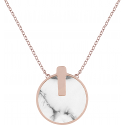 Collier acier rosé - howlite - diamètre 15mm - 40+5cm