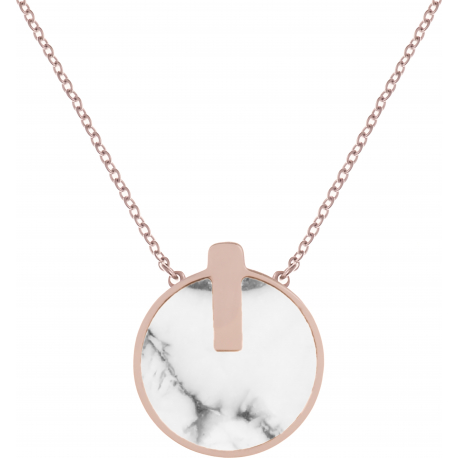 Collier acier rosé - howlite - diamètre 15mm - 40+5cm