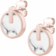 Boucles d'oreille acier rosé - howlite - diamètre 10mm