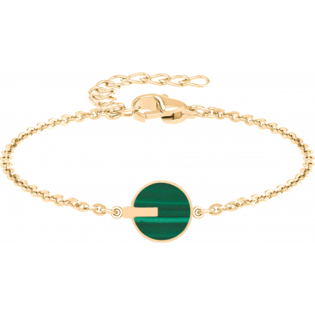 Bracelet acier doré - malachite - diamètre 15mm - 10+5cm