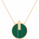 Collier acier doré - malachite - diamètre 15mm - 40+5cm