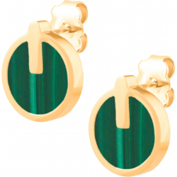 Boucles d'oreille acier doré - malachite - diamètre 10mm