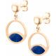 Boucles d'oreille acier doré - lapis lazuli - diamètre 14mm