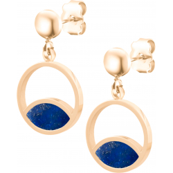 Boucles d'oreille acier doré - lapis lazuli - diamètre 14mm