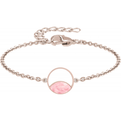 Bracelet acier rosé - quartz rose - diamètre 14mm - 15+5cm