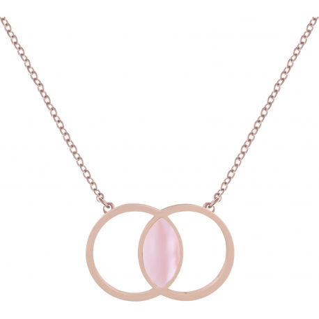 Collier acier rosé - nacre rosé - 40+5cm