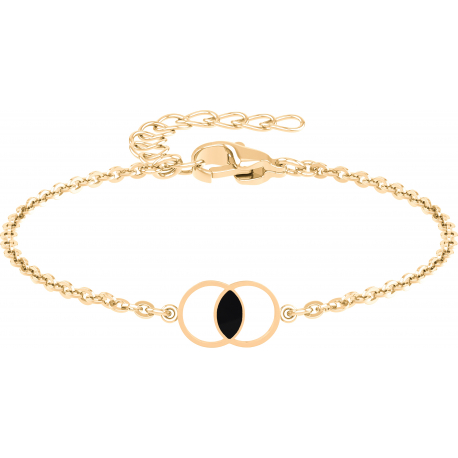Bracelet acier doré - onyx - 15+5cm