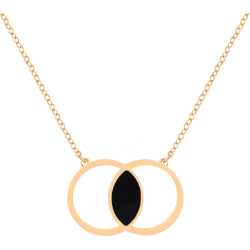 Collier acier doré - onyx - 40+5cm