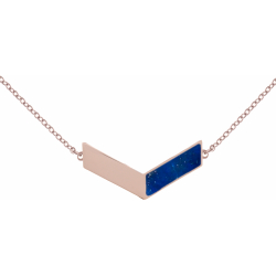 Collier acier rosé - lapis lazuli - 40+5cm