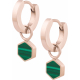 Boucles d'oreille acier rosé - malachite - 7x8mm