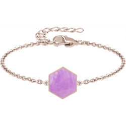 Bracelet acier rosé - améthyste - 15+5cm