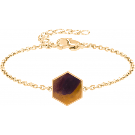 Bracelet acier doré - mookaite - 15+5cm