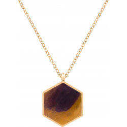 Collier acier doré - mookaite - 40+5cm