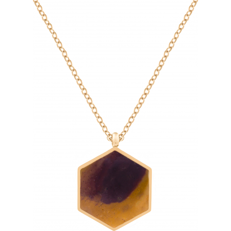 Collier acier doré - mookaite - 40+5cm