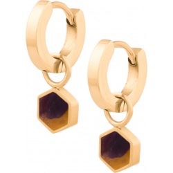 Boucles d'oreille acier doré - mookaite - 7x8mm