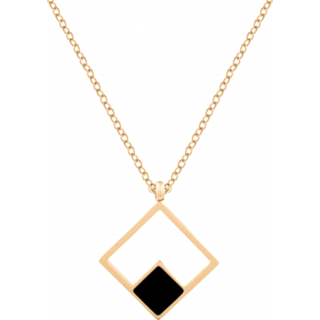 Collier acier doré - onyx - 42+5cm