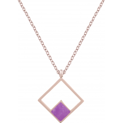 Collier acier rosé - améthyste - 42+5cm