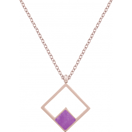 Collier acier rosé - améthyste - 42+5cm