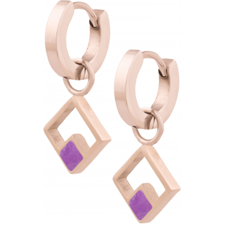 Boucles d'oreille acier rosé - améthyste