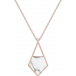 Collier acier rosé - howlite blache - 42+5cm