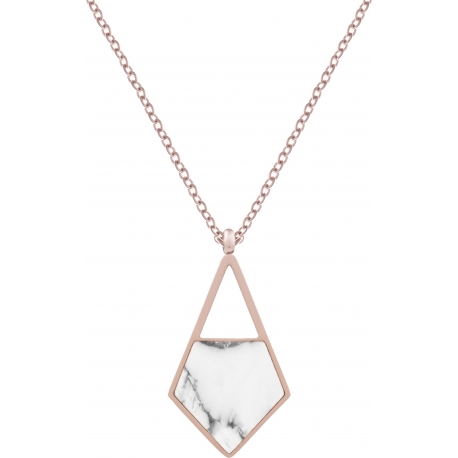 Collier acier rosé - howlite blache - 42+5cm