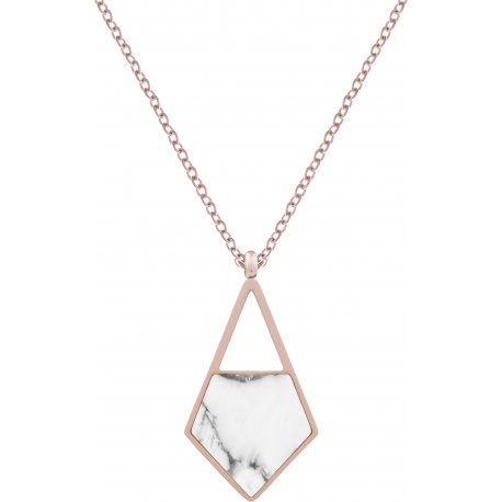 Collier acier rosé - howlite blache - 42+5cm