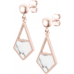 Boucles d'oreille acier rosé - howlite blache