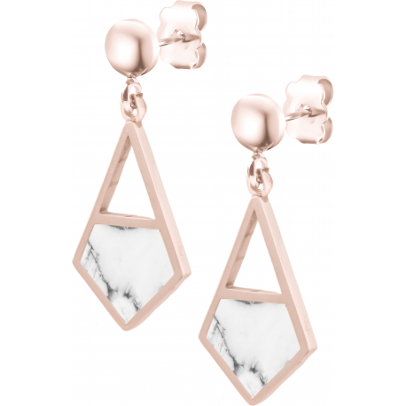 Boucles d'oreille acier rosé - howlite blache