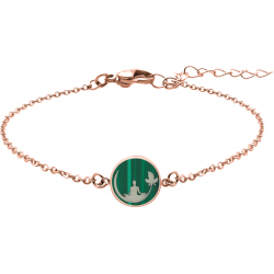 Bracelet acier rosé - bouddha - malachite - diamètre 18mm - 2 rangs - 15+5cm