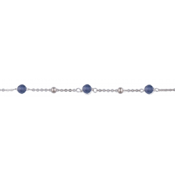 Bracelet argent rhodié - iolite 1,8g - longueur : 15+5CM