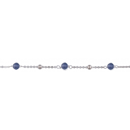 Bracelet argent rhodié - iolite 1,8g - longueur : 15+5CM