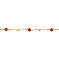 Bracelet argent doré - agate rouge 1,8g - longueur : 15+5CM