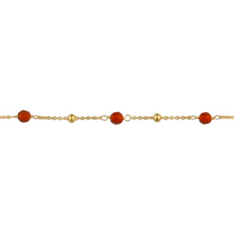 Bracelet argent doré - agate rouge 1,8g - longueur : 15+5CM