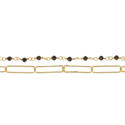 Bracelet argent doré - spinel noir 3g - longueur : 15+5CM