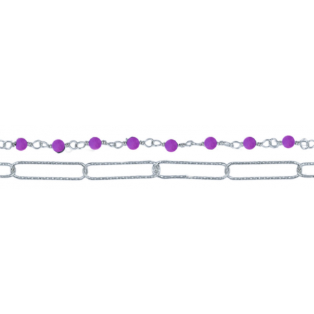 Bracelet argent rhodié - améthyste 3g - longueur : 15+5CM