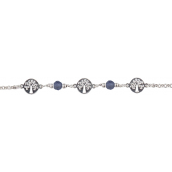 Bracelet argent rhodié - arbre de vie - iolite - 2g - longueur : 15+5CM